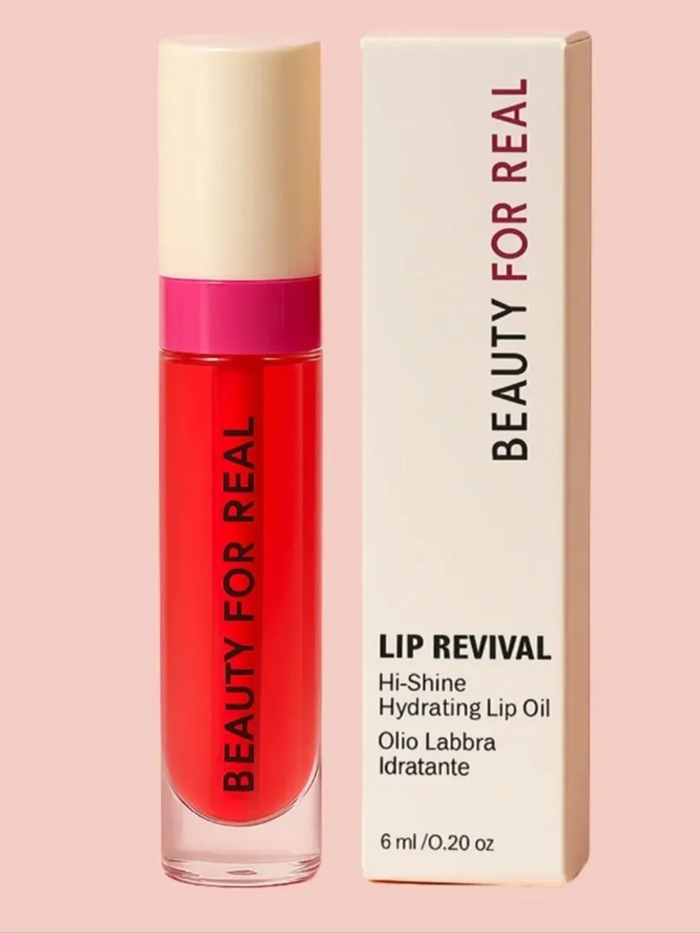 Beauty for Real Lip Revival High Shine Lip Oil Lipgloss Strawberry Fields BNIB